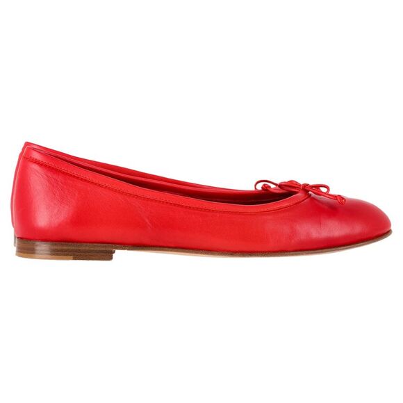 Manolo Blahnik Shoes - Manolo Blahnik Veralli Bow-Detailed Ballet Flats in Red Leather